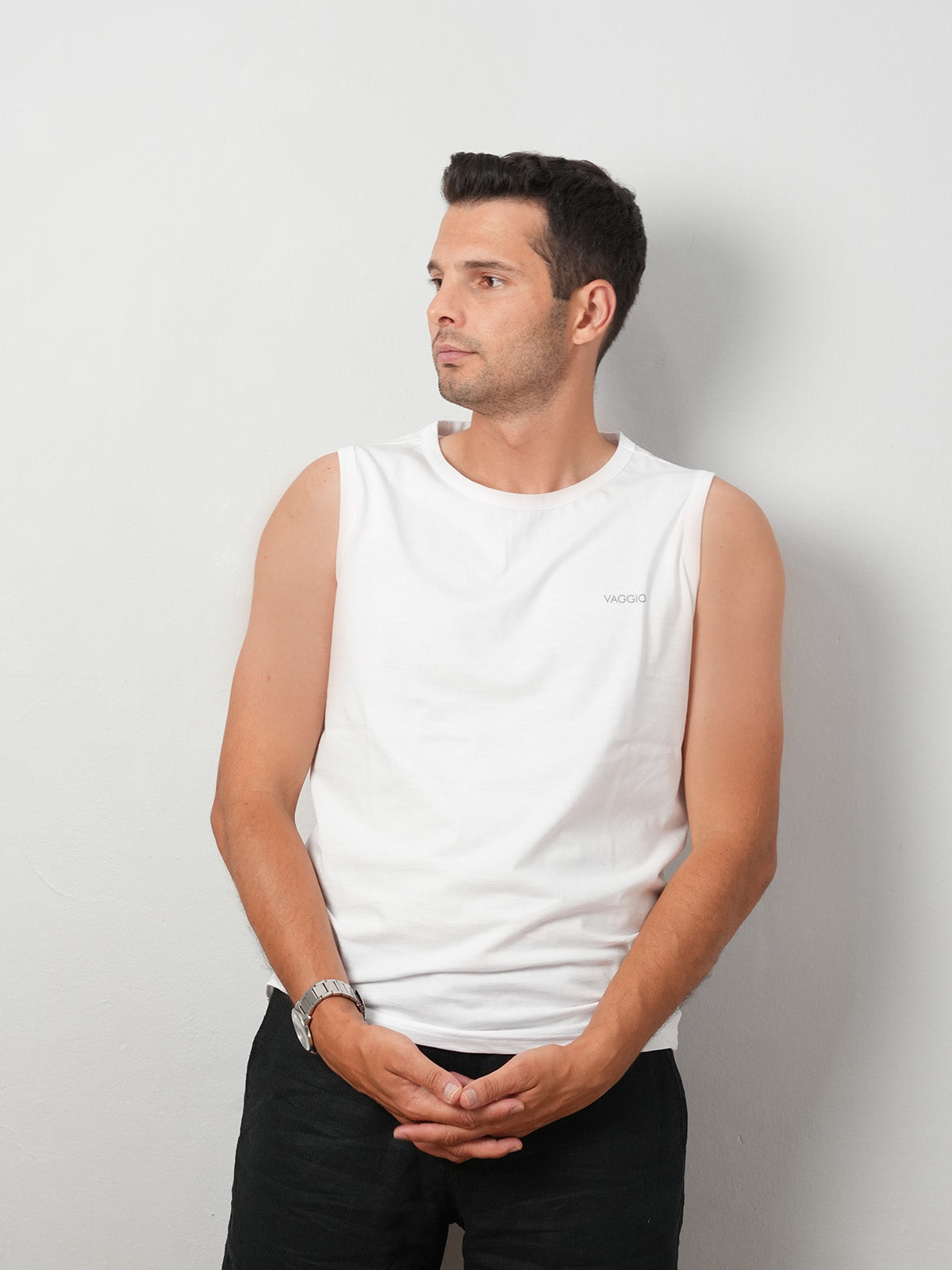 Crest Tank Kolsuz T-Shirt - Beyaz