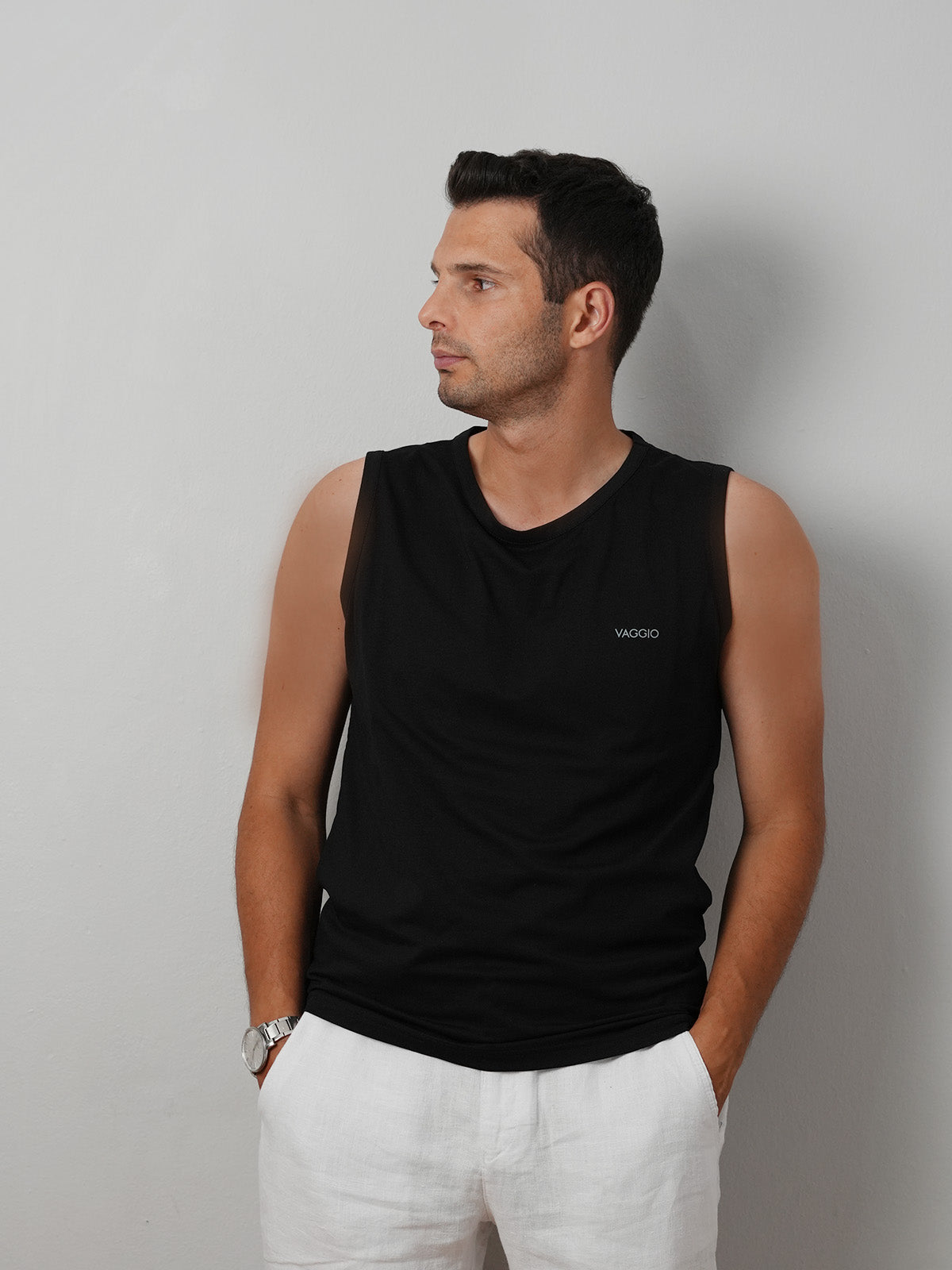 Crest Tank Kolsuz T-Shirt - Siyah